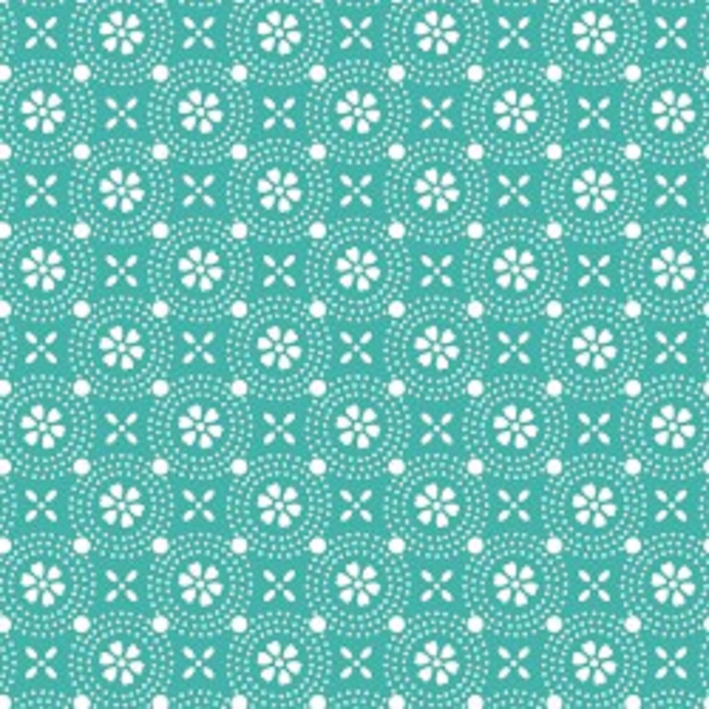 Maywood Kimberbell Basics Teal Dot Circles Fabric - Priced By the 1/2 Yard
