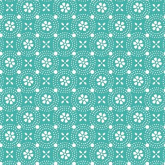 Maywood Kimberbell Basics Teal Dot Circles Fabric - Priced By the 1/2 Yard