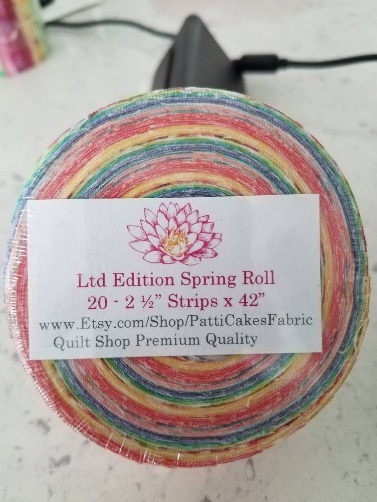 Spring Jelly Roll 20 2 1/2" Strips x 42" - Purple, Orange, Yellow, Melon, Teal - Moda - QT - Benartex - Limited Edition