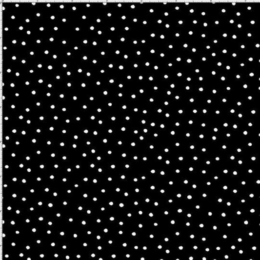 Loralie White Dinky Polka Dots on Black Background - Cotton Fabric - Priced by the 1/2 Yard - Cut off bolt in 1 continuous piece