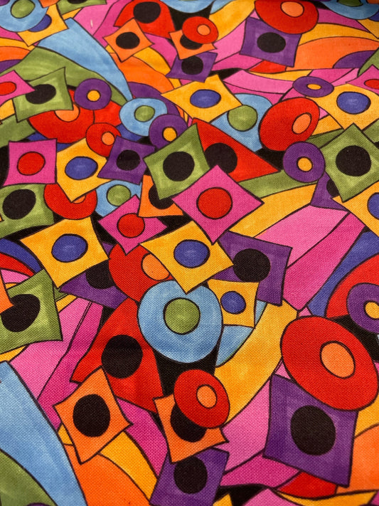 Loralie Helter Skelter Bright Pink Purple Red -Modern -  Fabric by Loralie Harris - Priced by the 1/2 Yard -