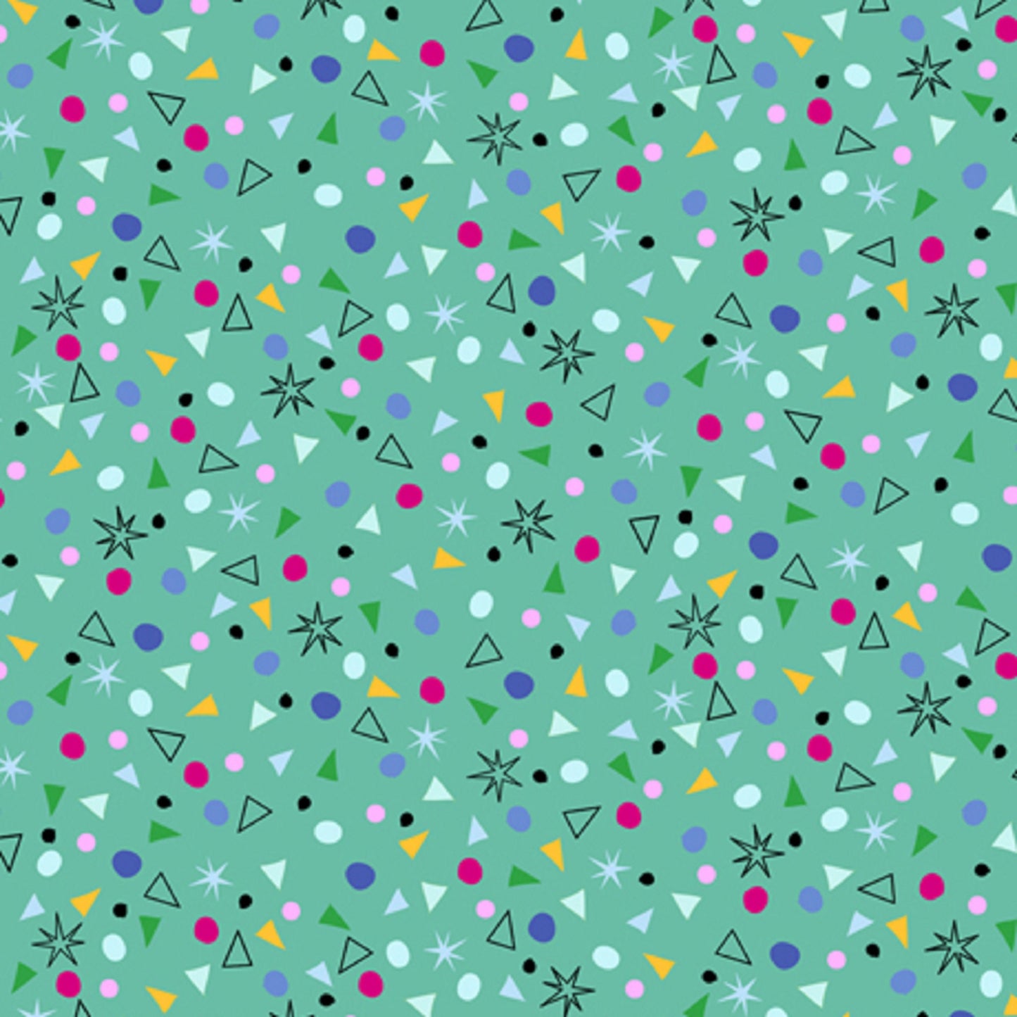 Kitty Cats Green Aqua Stars Dots Sold by the 1/2 Yard 27925-G for QT Fabrics