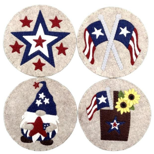 Kit Patriotic Americana Coasters wool felt kit Rachel’s of Greenfield