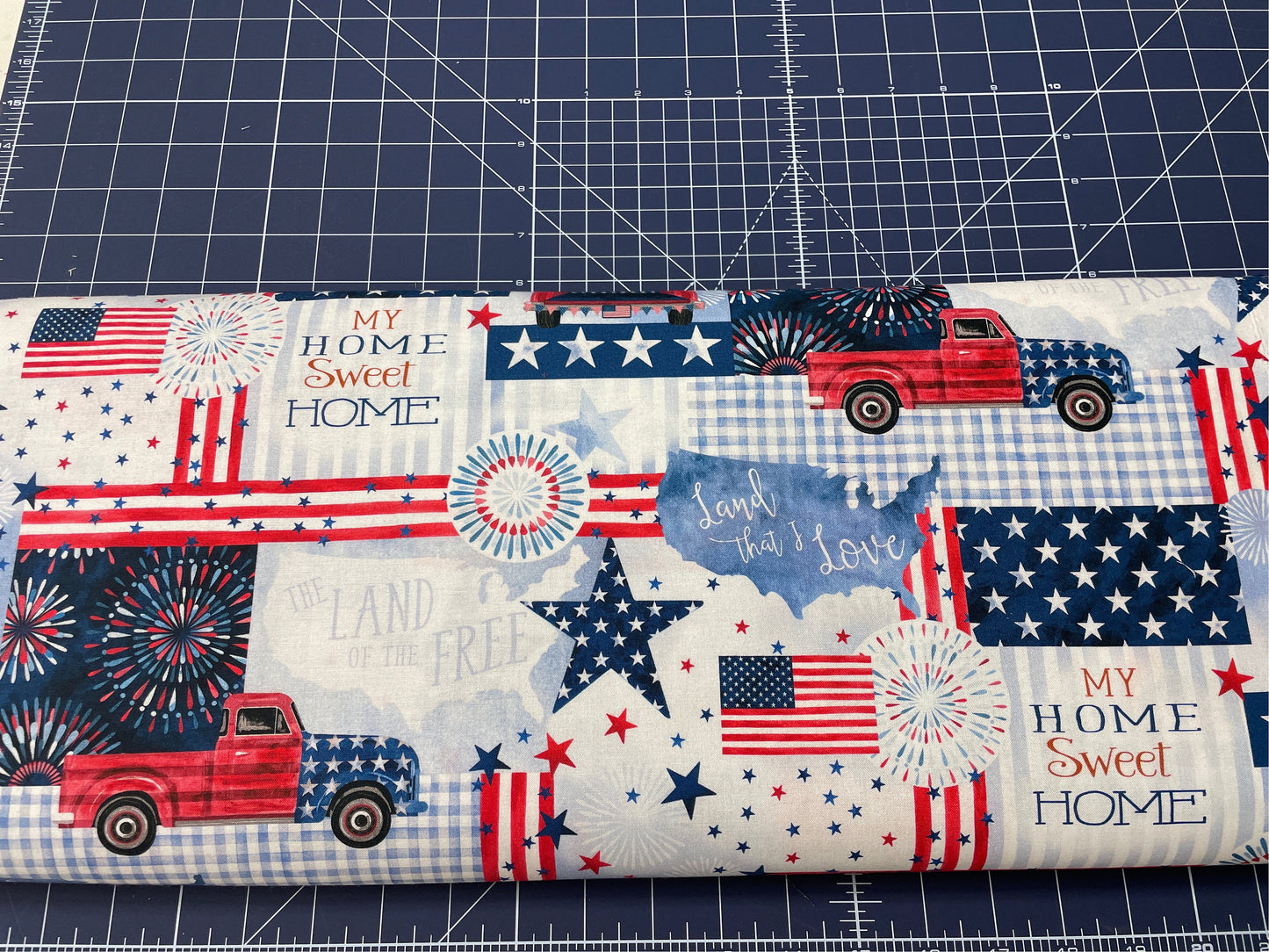 Patriotic fabric - Land that I love - Sweet Land of Liberty Truck  - Michael Miller fabric - by the 1/2 yard -