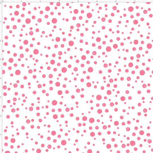 Loralie Balloon Dots Pink on White Background Fabric by Loralie Harris   Priced by the Half Yard   Cut from bolt in 1 continuous piece