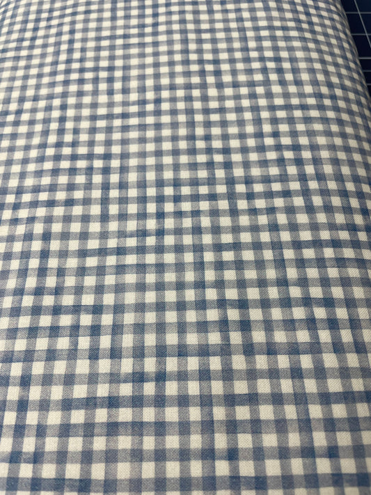 Patriotic fabric - Land that I love - Sweet Land of Liberty Blue gray Gingham check  on white - Michael Miller fabric - by the 1/2 yard -