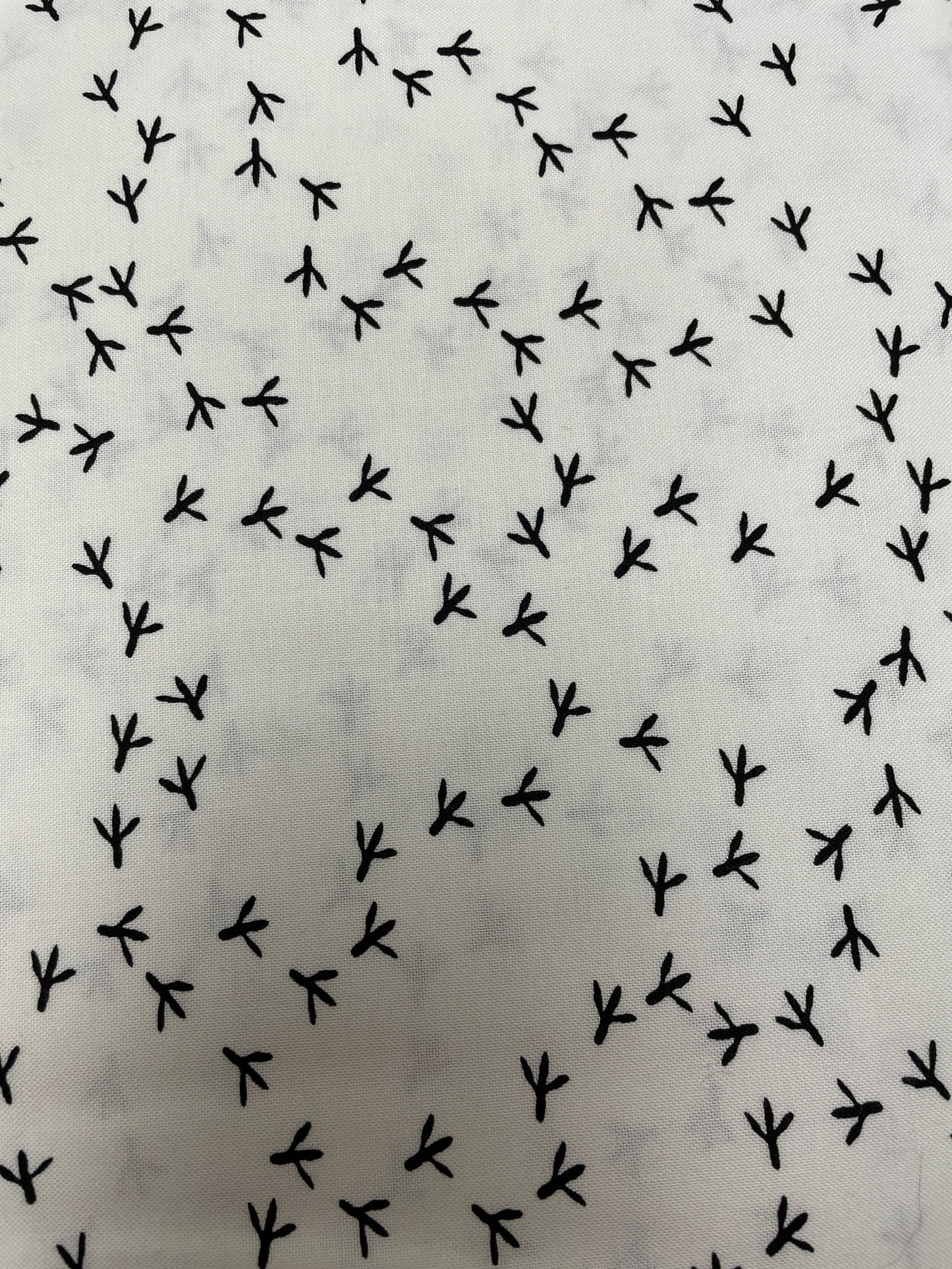 Loralie Chicken Black Tracks Fabric on White Background Fabric Loralie Harris - Priced by the 1/2 Yard - Cut continuously