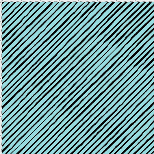 Loralie Designs - Sorta Stripe Bias Turquoise Black - 692191 - Priced by the 1/2 yard