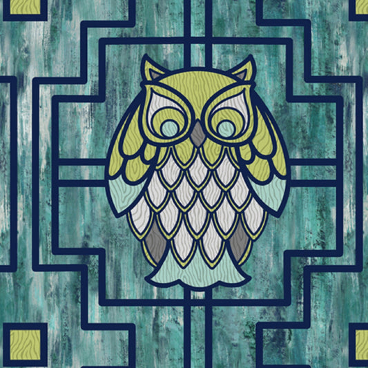 Nocturne Owl Trellis-  28114 -Q - Turquoise - Modern Fabric - QT Fabrics - Priced by the 1/2 Yard - Cut continuously