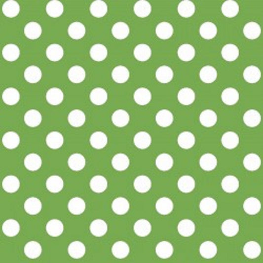 Kimberbell Large White Polka Dots on Green - Basics Fabric - Maywood Studios - Priced by the 1/2 Yard - Cut from Bolt