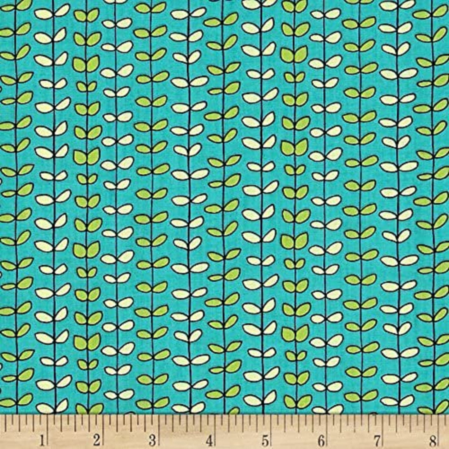House on the Hill - Leaf Stripe - Lisa Jane Smith -1649-26269-Q - QT Fabrics - Turquoise- Priced by the 1/2 Yard - Cut continuously