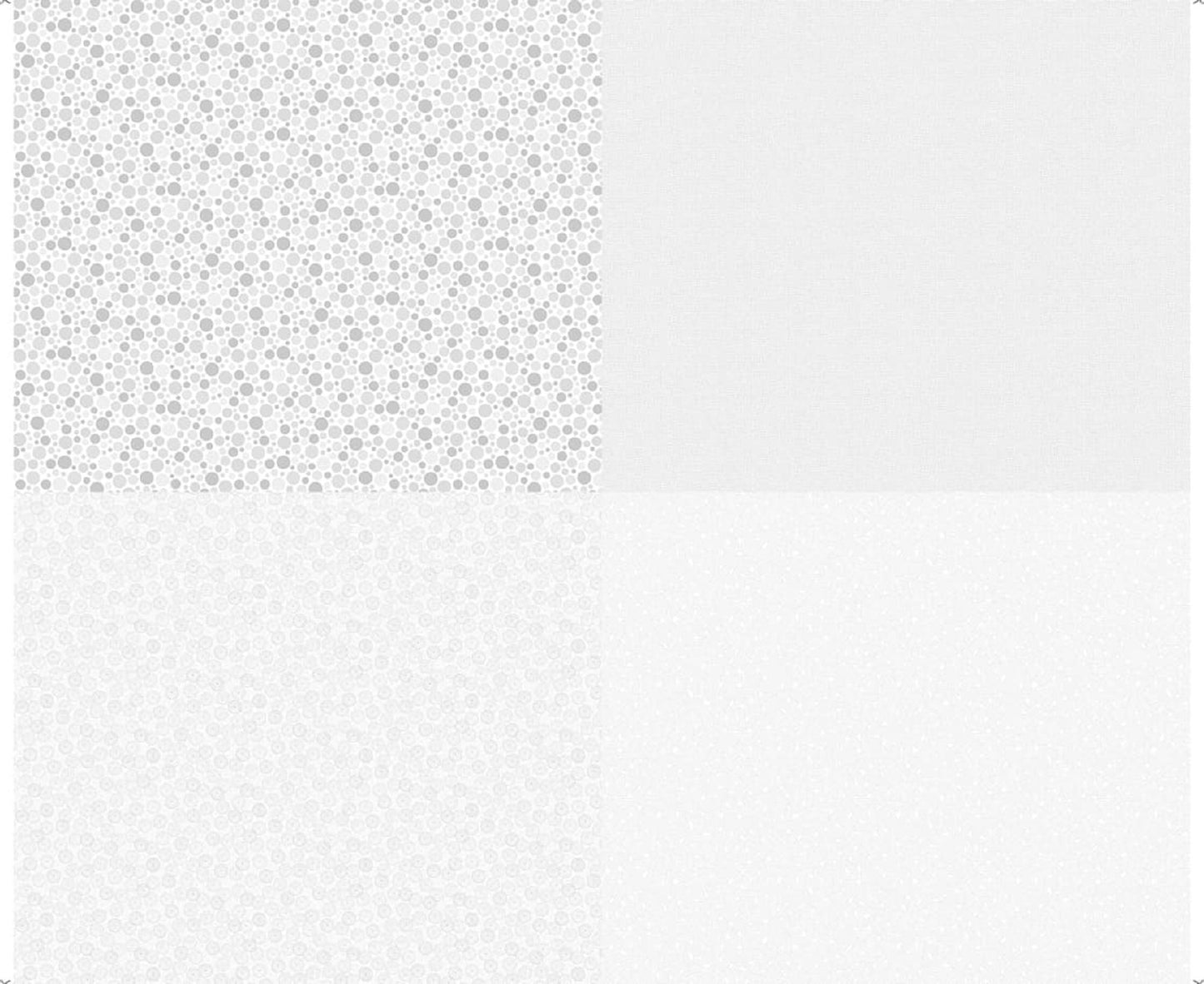 Mingle - 4 Prints per yard - White/Gray Dots Circles, Weave, Crossweave  - QT Fabric - Sold by the Yard - Perfect Backgrounds