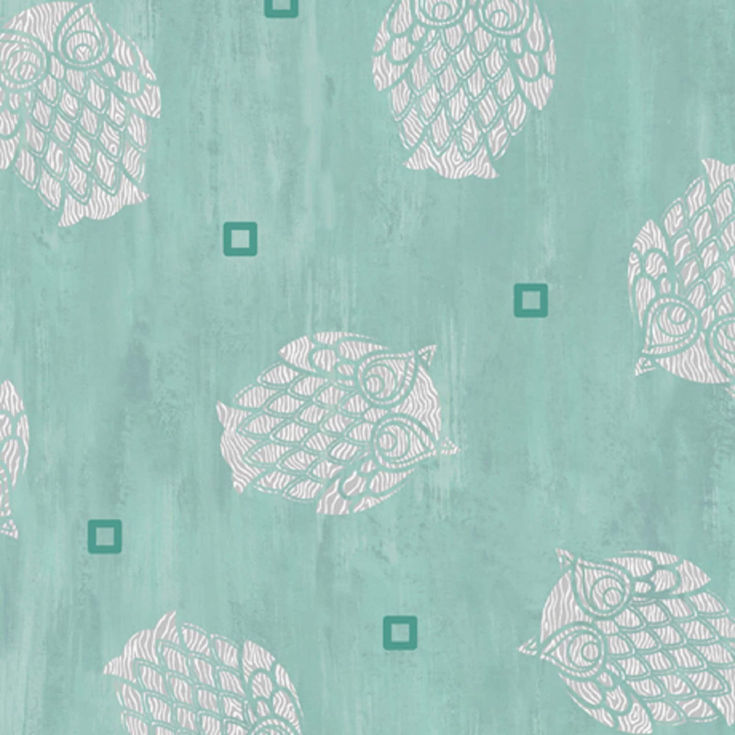 Nocturne Owls Toss 28115-Q Aqua - QT Fabrics - Priced by the 1/2 Yard - Cut continuously