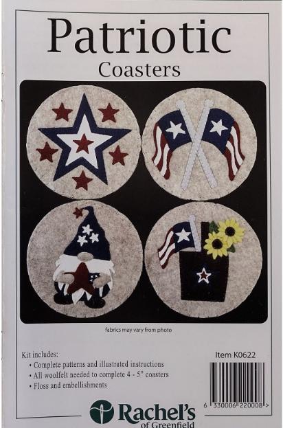 Kit Patriotic Americana Coasters wool felt kit Rachel’s of Greenfield