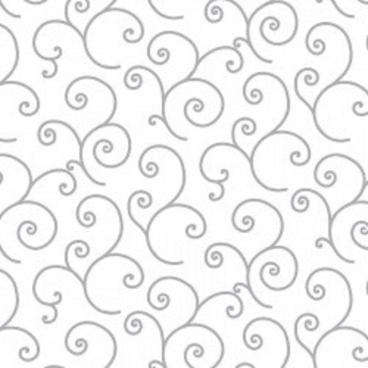 Kimberbell Basic White with Gray Swirls MAS8243 WK Maywood Studio   Priced By the Half Yard