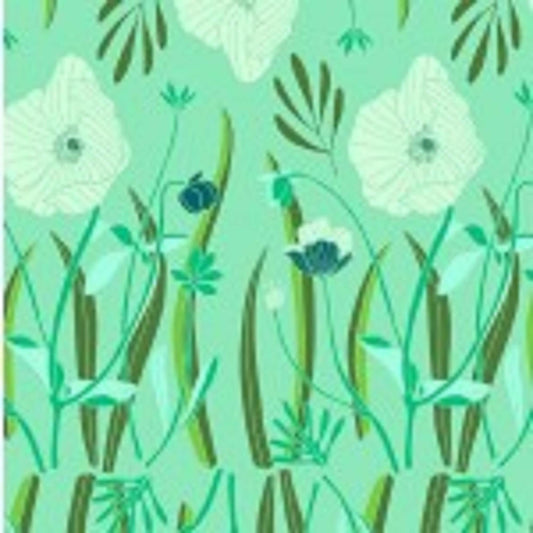 Michael Miller   Lullaby Fabric   Floral   DC8678D on Meadow Green Background   Priced by the Half yard   Cut off bolt in 1 piece