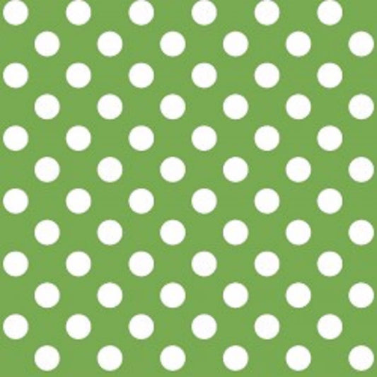 Kimberbell Large White Polka Dots on Green   Basics Fabric   Maywood Studios   Priced by the Half Yard   Cut from Bolt
