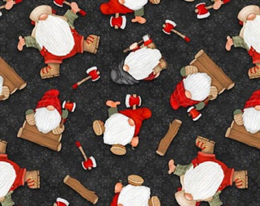 Lumberjack Gnomes Fabric   Henry Glass Timber Gnomies   2 Ply FLANNEL   Shelly Comiskey   Priced by the Half yard