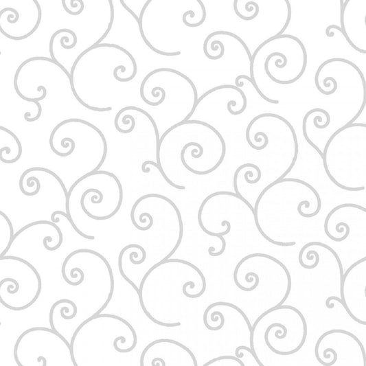 Kimberbell- Basic White - Maywood Studio - Swirl - By The Yard - 8243-WW -