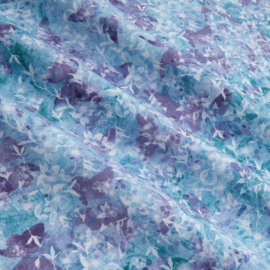 Jasmine Floral Tonal Butterfly   Purple/ Blue   Susan Winget   Priced by the Half yard