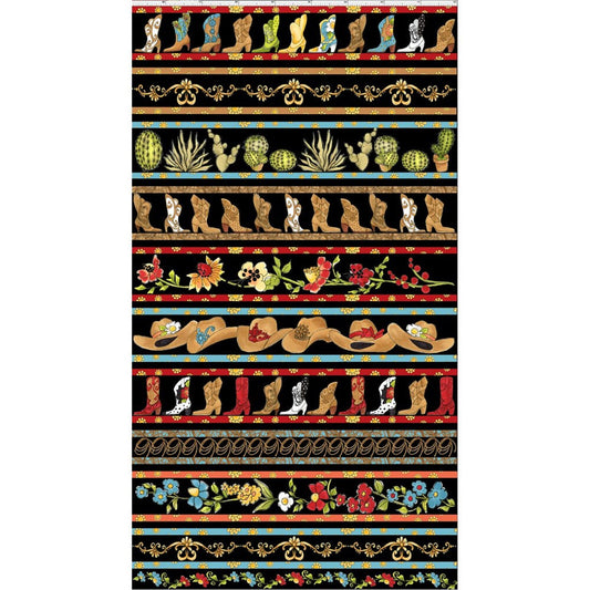 Loralie Whoa Borders   Country Western Cowgirl Boots   Priced by the Half yard