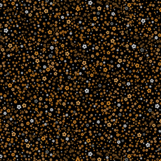 QT Fabric   Whisper   Gold White Dots on Black   Priced by the Half yard