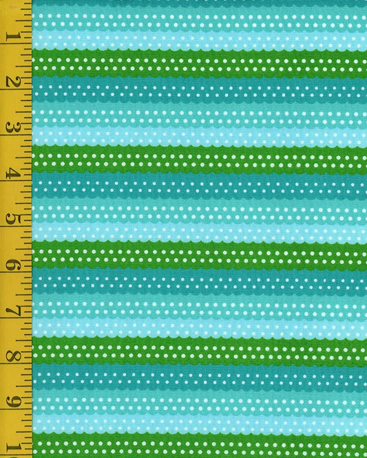 QT Fabric   On the Road   26198 B   Ribbon Look Blue and Green   Priced by the Half yard   Cut continuously