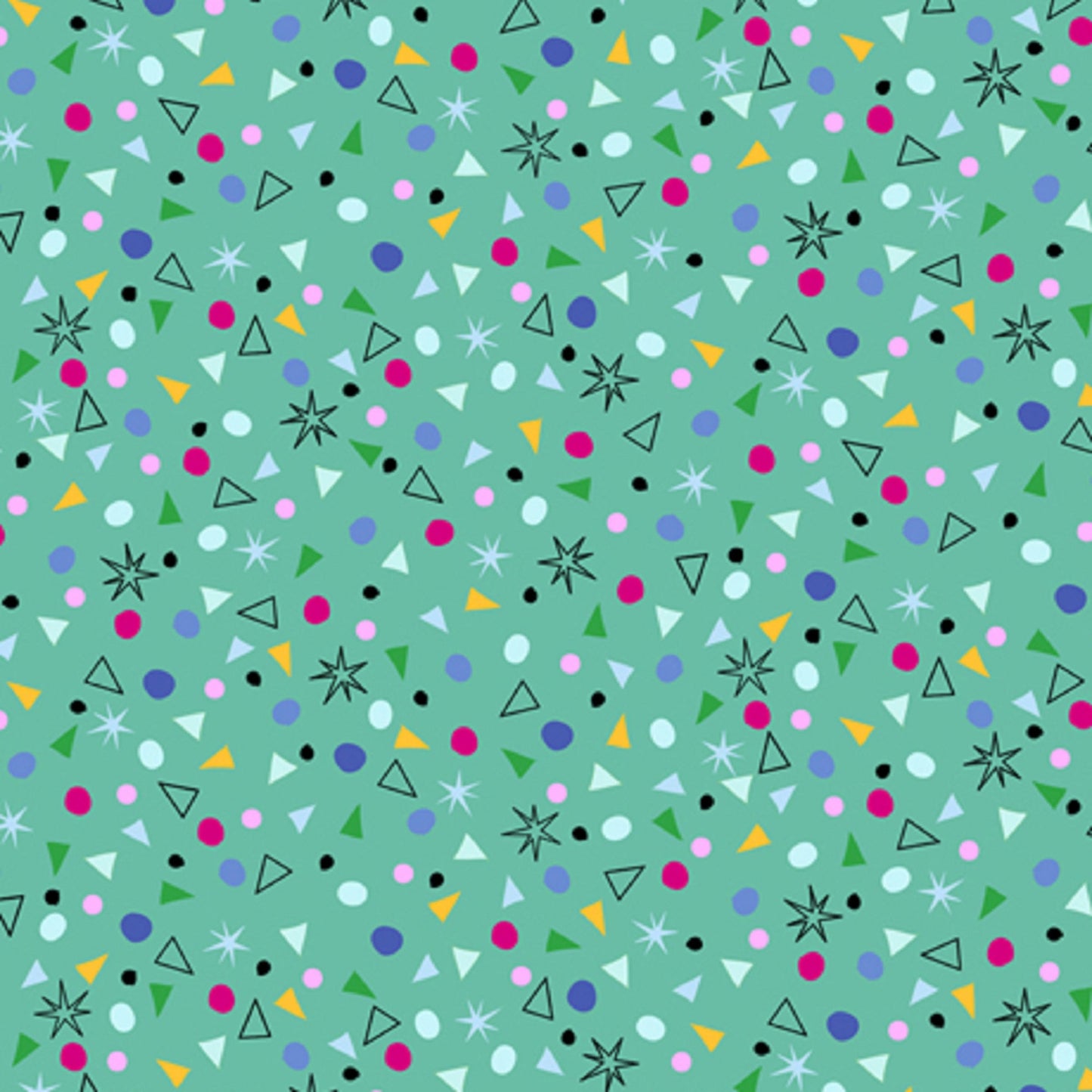 Kitty Cats Green Aqua Stars Dots Sold by the Half Yard 27925 G for QT Fabrics