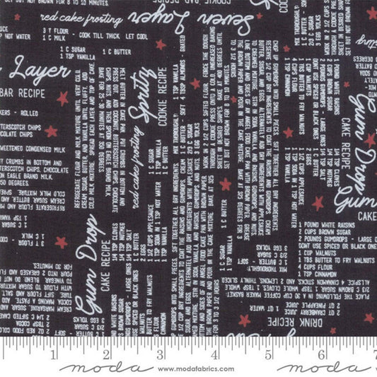 Merry Starts Here   Sweetwater   Moda Fabric   Recipe Fabric on Black   OOP   Sold by the Half yard   Precut into 1 yard cuts