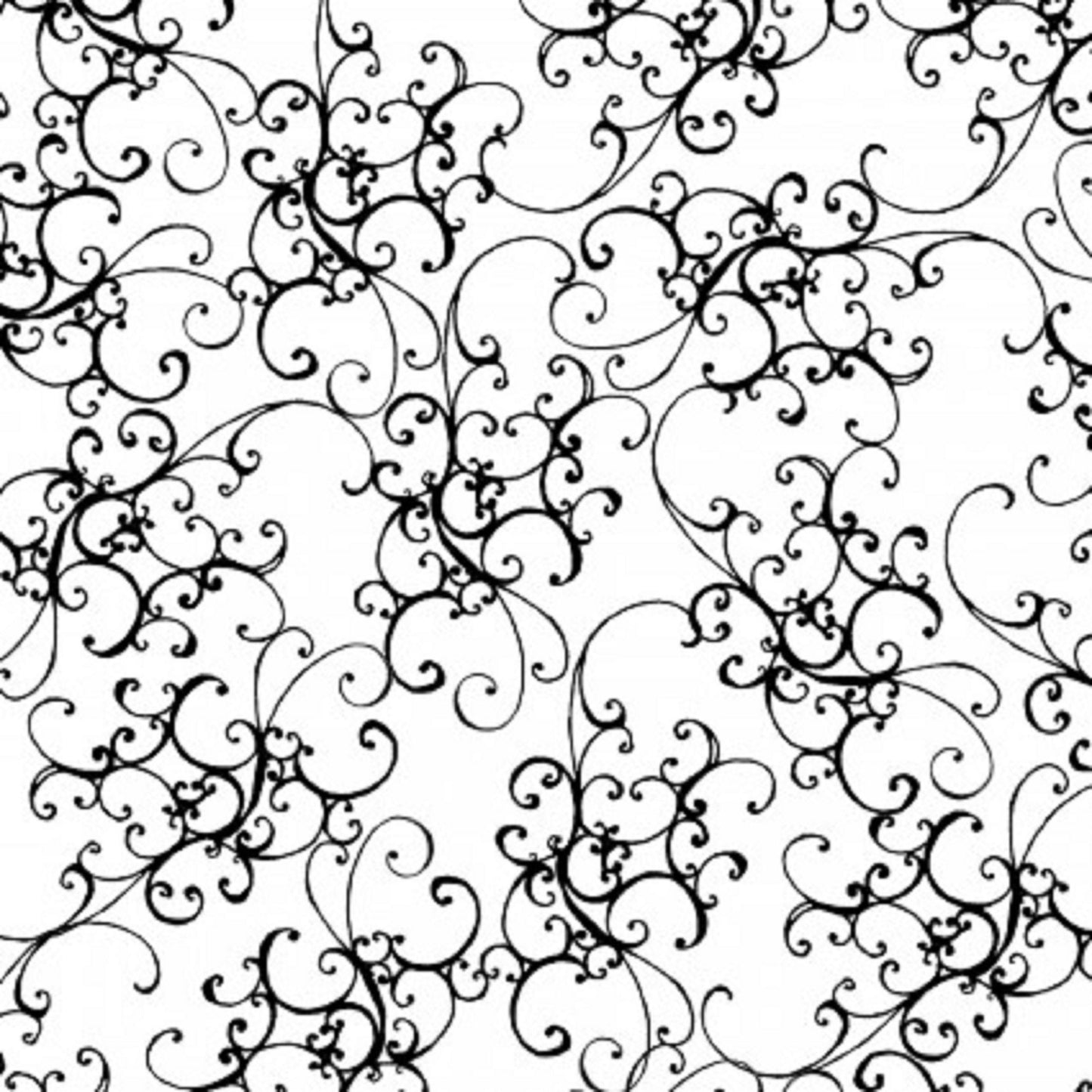 Loralie Designs  Elegant Scroll  Black on White 691875   Priced by the Half yard