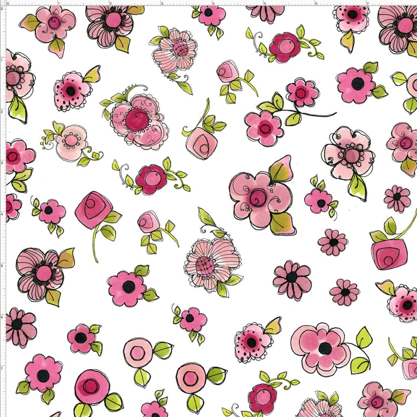Loralie   Parlor Posies Floral on White   692257  Priced by the Half yard