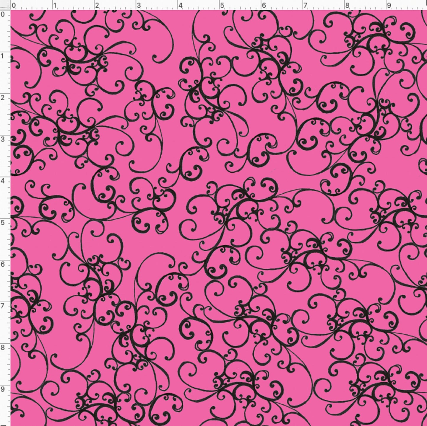 Loralie Elegant Black Scroll on Hot Pink Background   Priced by the Half yard