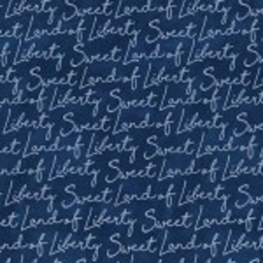 Patriotic fabric   Land that I love   Sweet Land of Liberty Navy Script   Michael Miller fabric   by the Half yard