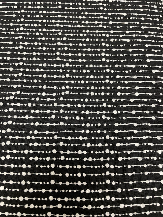 Loralie Beaded Curtain Fabric  White/Black Blender  Priced by the Half yard