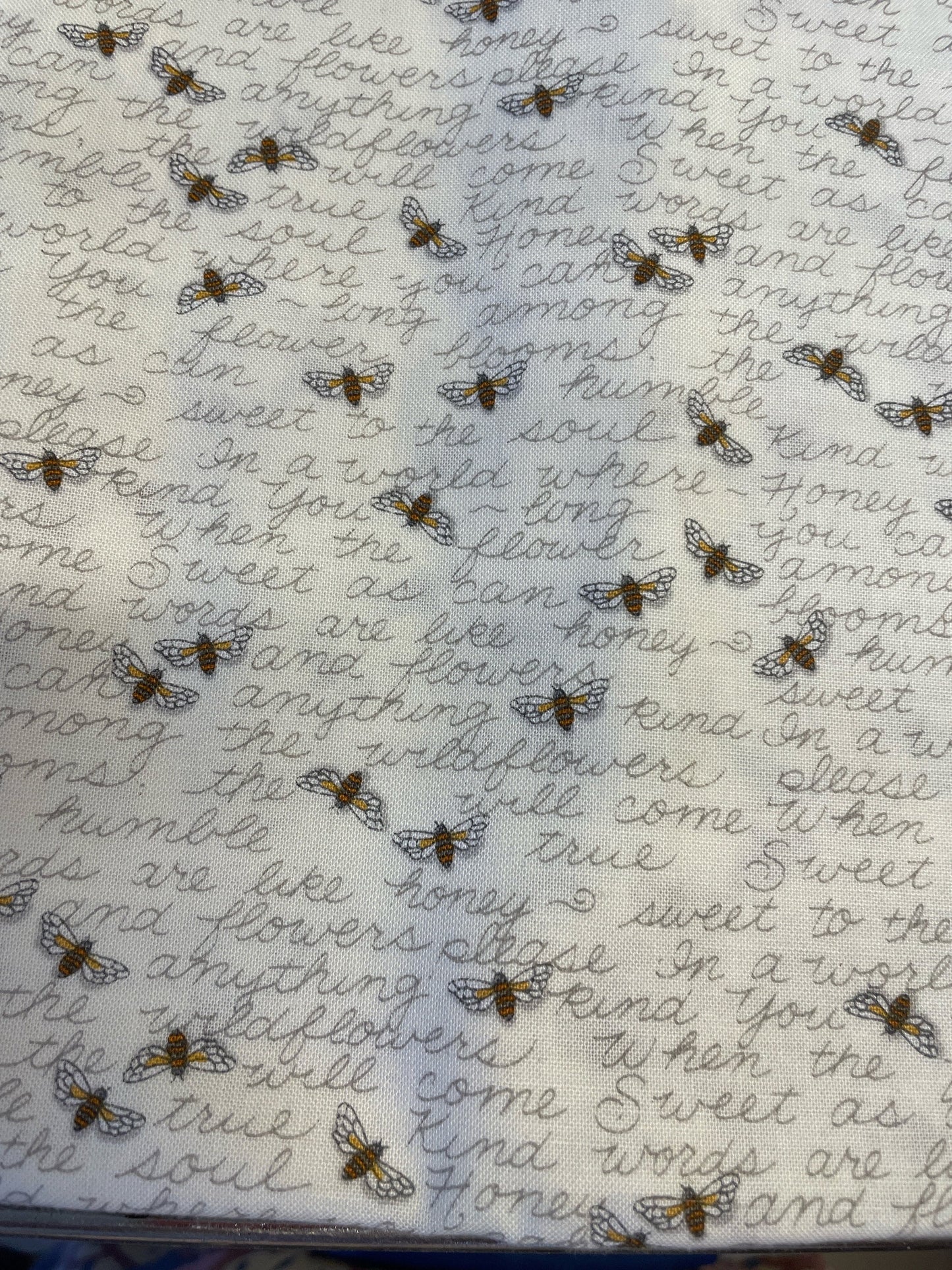 Honey and Lavender   Bee Floral Text Words on Cream 56084 Moda  Deb Strain  Priced by the Half yard