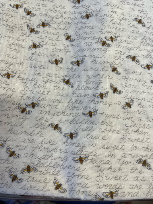 Honey and Lavender   Bee Floral Text Words on Cream 56084 Moda  Deb Strain  Priced by the Half yard