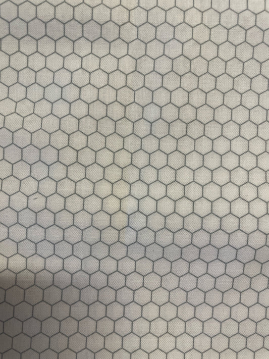 Honeycomb Light Grey on White Background   Northcott   Deborah Edwards   Sold by the Half Yard   Cut from Bolt