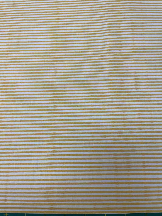 Loralie Lazy  Stripe yellow, and white Cotton Fabric   Priced By the Half Yard   Cut continuously