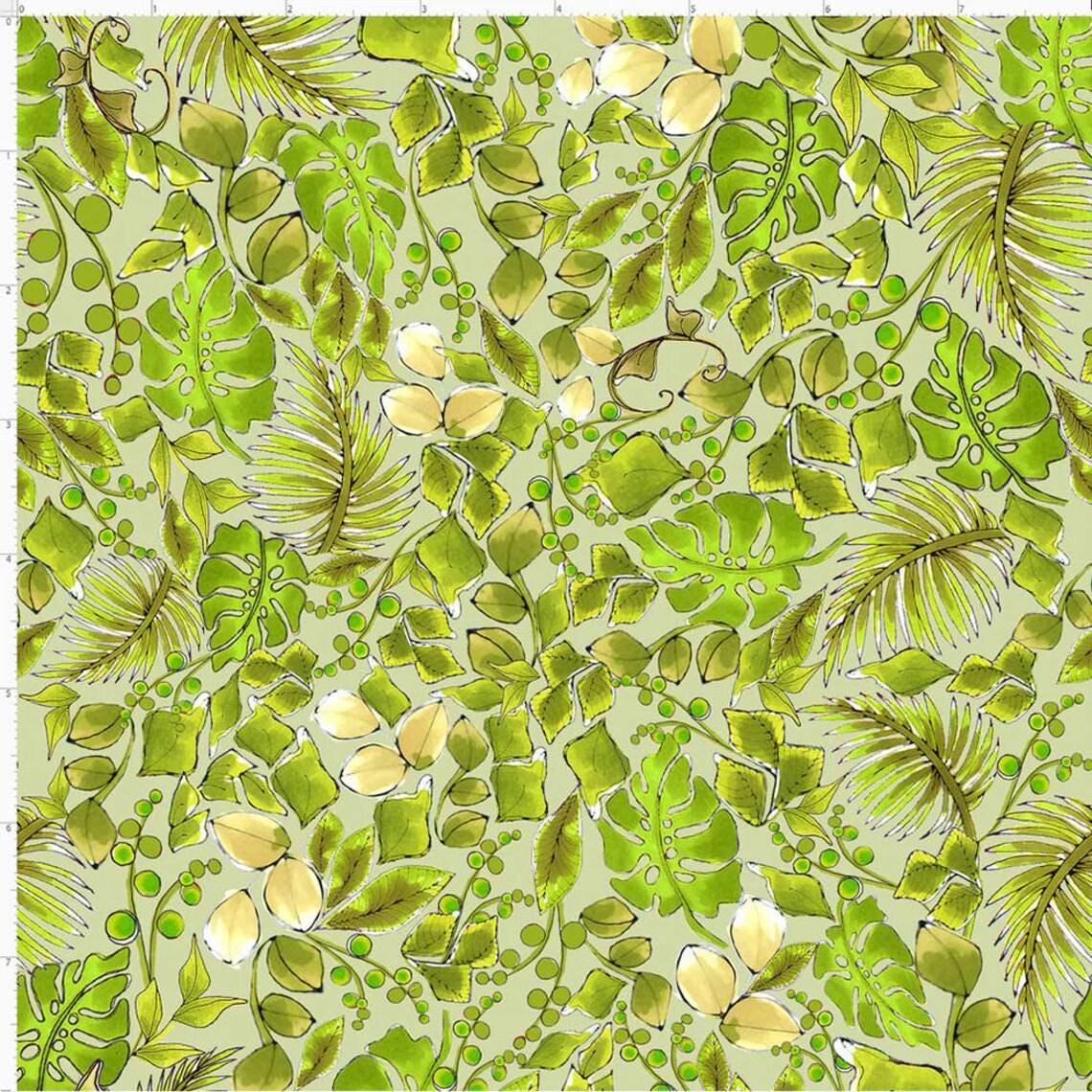 Lotsa Leaves Green Fabric by Loralie   By half yard   Cut continuously