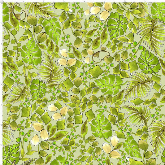 Lotsa Leaves Green Fabric by Loralie   By half yard   Cut continuously