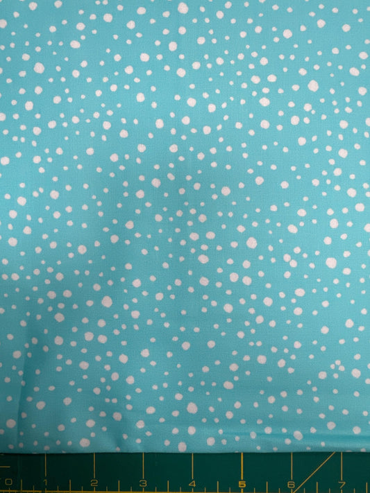 Happy Fish   Loralie   Turquoise Pepper Dots on White   Priced by the Half yard   cut continuously  New