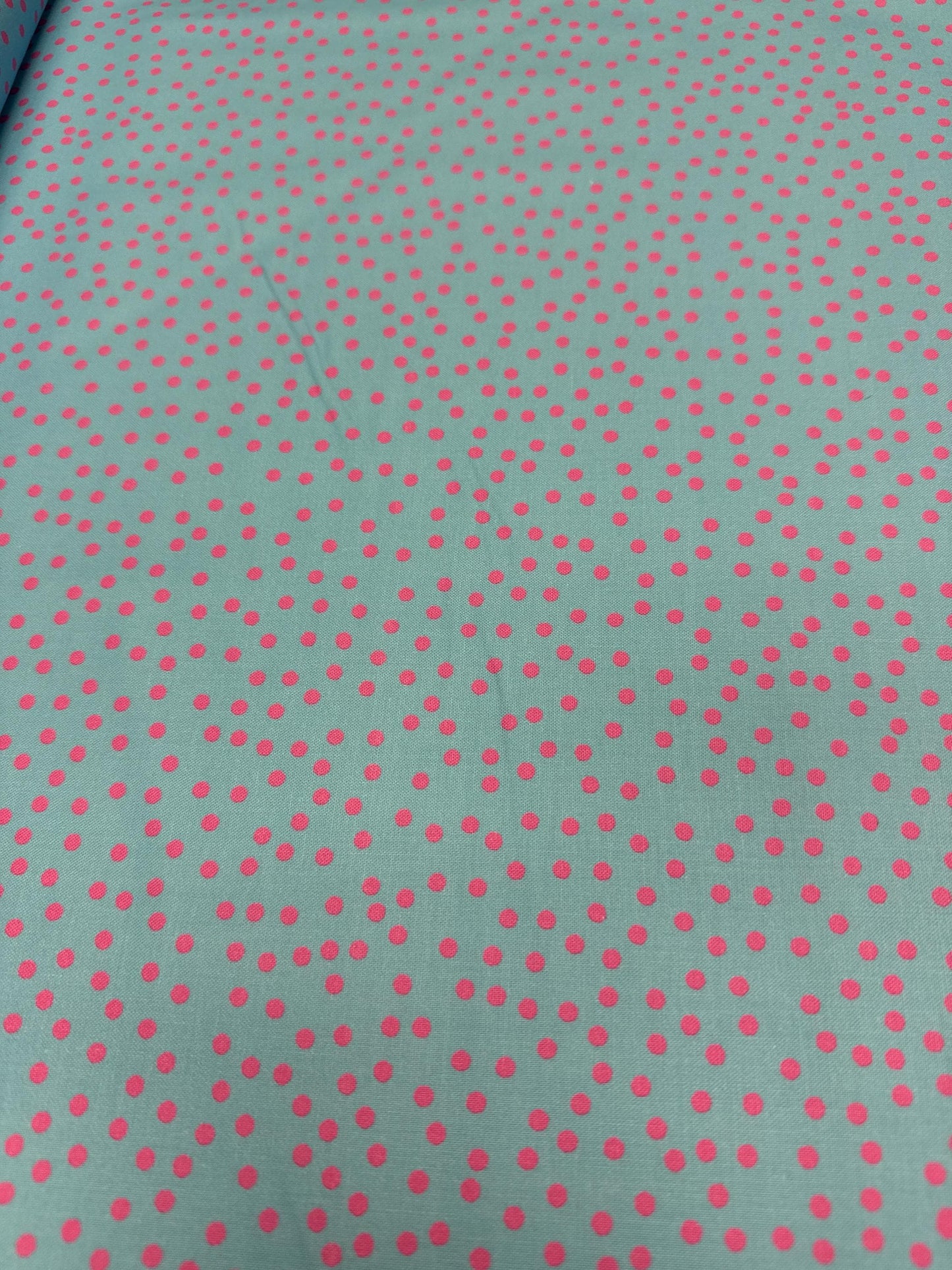 Loralie Dear Dots Red Pink Polka Dots on Blue Background   Cotton Fabric    by the Half Yard   Cut continuously