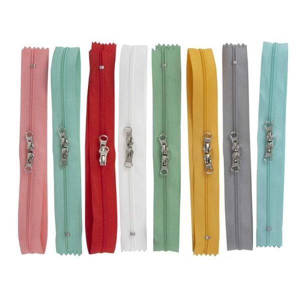 My Happy Place Zippers   8 zippers   Lori Holt   Double Zipper pulls Silver