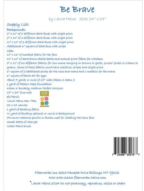 Laura Heine Be Brave Lion Pattern 24x 24 Free Shipping