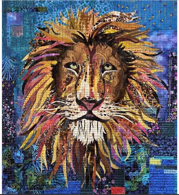 Laura Heine Be Brave Lion Pattern 24x 24 Free Shipping