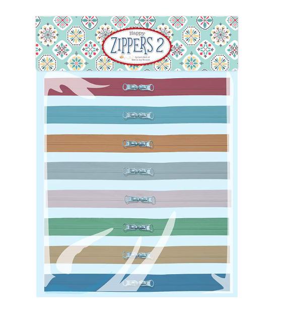 Lori Holt Calico 16” Zippers 2 - 8 zippers - Assorted Colors - double zipper pulls