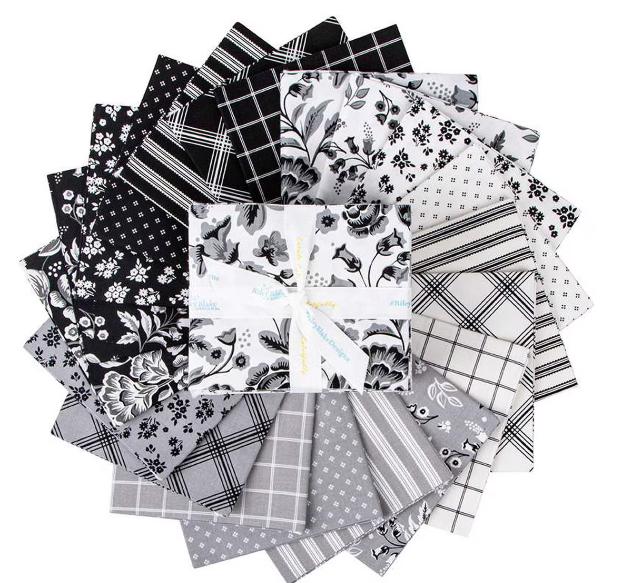 Midnight Meadow Black and Cream Fat Quarter Bundle   Riley Blake   20 pieces 18x22”   My Minds Eye