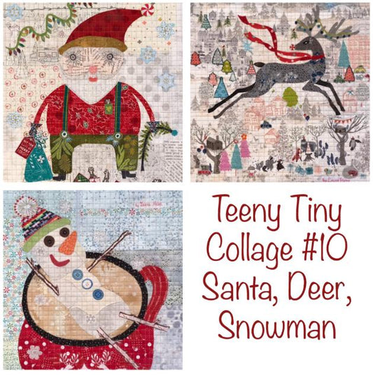 Laura Heine Santa Snowman Reindeer Teeny Tiny Collage PATTERN   Free Shipping