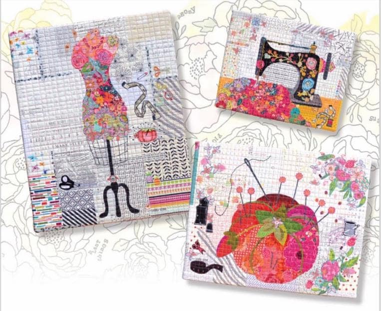 Laura Heine Fiberworks Teeny Tiny Collage PATTERN Sewing Machine Dress Form Pincushion
