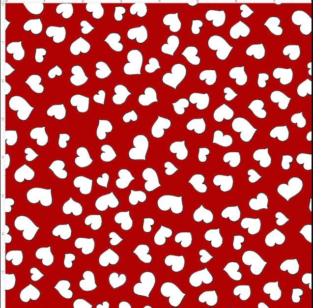 Loralie Designs Little Red Hearts on White - By the 1/2 yard - cut continuously